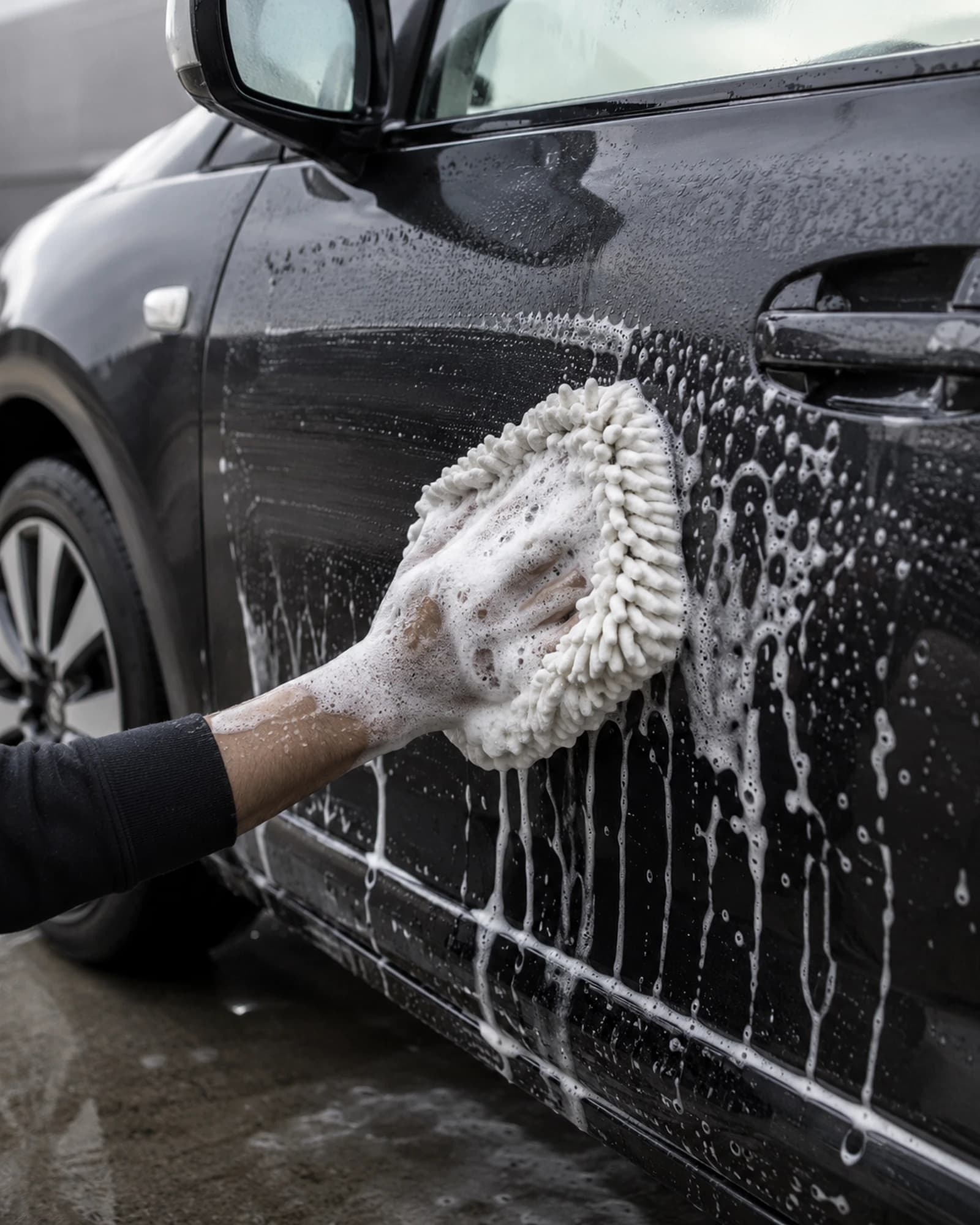 Illustration temporaire: Lavage manuel intérieur et extérieur d'un véhicule